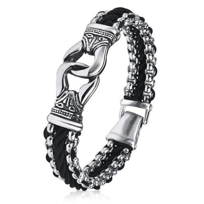 TRIBAL LINK BRACELET - 17mm Pure Titanium Steel Bracelet, Silver Plated Antique Matt Finish Bracelet for Men & Boy (8inch) - THE MEN THING