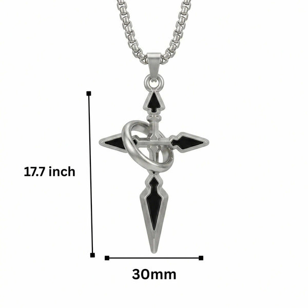 TRIDENT ARROW - 30mm Pure Titanium Steel Pendant with 23inch Round Box 4mm Chain for Men & Boys