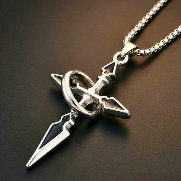 TRIDENT ARROW - 30mm Pure Titanium Steel Pendant with 23inch Round Box 4mm Chain for Men & Boys
