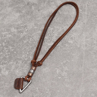 TRIGON BROWN - Vintage Alloy Triangle Pendant with Adjustable Pure Leather Cord Necklace for Men & Boys — Leather Necklace for Men | THE MEN THING