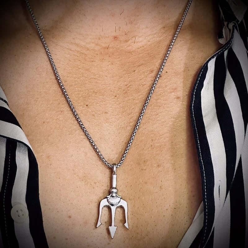 TRINITY SHIVA - Alloy Pendant with Stainless Steel 24inch Round Box Chain, European trending Style for Men & Boy - THE MEN THING