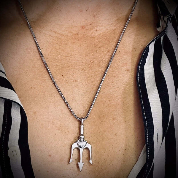TRINITY SHIVA - Alloy Pendant with Stainless Steel 24inch Round Box Chain, European trending Style for Men & Boy