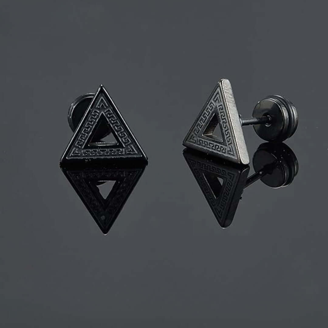 TRINITY TWIST BLACK - Pure Titanium Steel Piercing Ear Earrings for Men & Boys (2 Pcs) - THE MEN THING