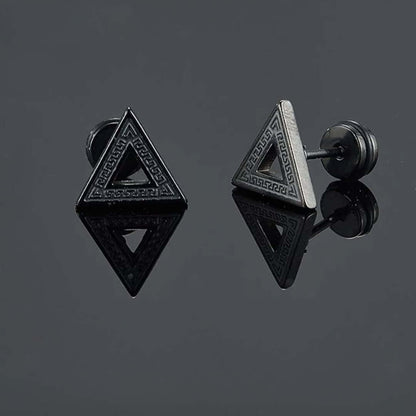 TRINITY TWIST BLACK - Pure Titanium Steel Piercing Ear Earrings for Men & Boys (2 Pcs) - THE MEN THING
