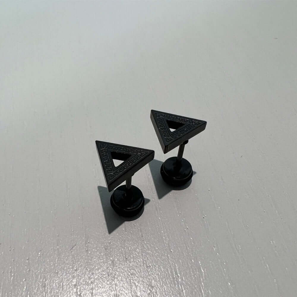 TRINITY TWIST BLACK - Pure Titanium Steel Piercing Ear Earrings for Men & Boys (2 Pcs) - THE MEN THING