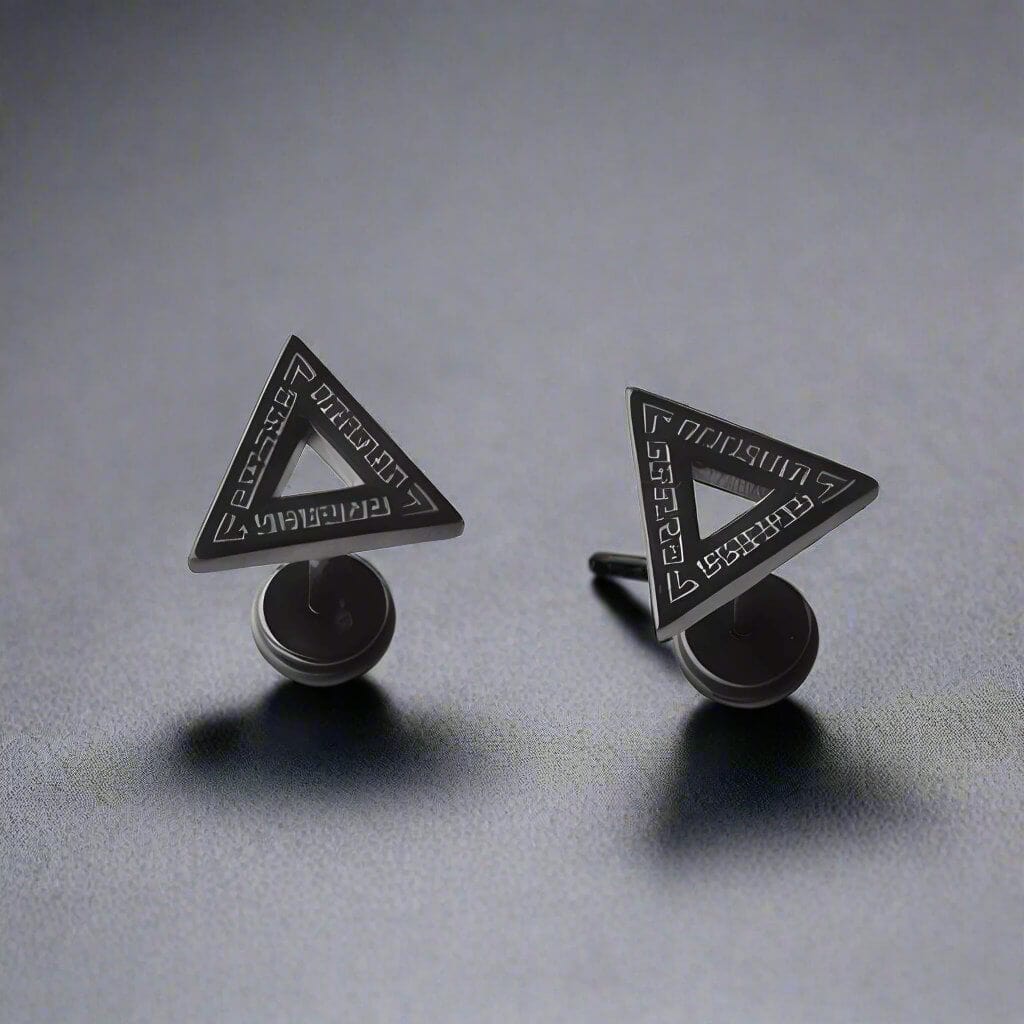 TRINITY TWIST BLACK - Pure Titanium Steel Piercing Ear Earrings for Men & Boys (2 Pcs) - THE MEN THING
