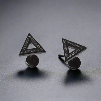 TRINITY TWIST BLACK - Pure Titanium Steel Piercing Ear Earrings for Men & Boys (2 Pcs) - THE MEN THING