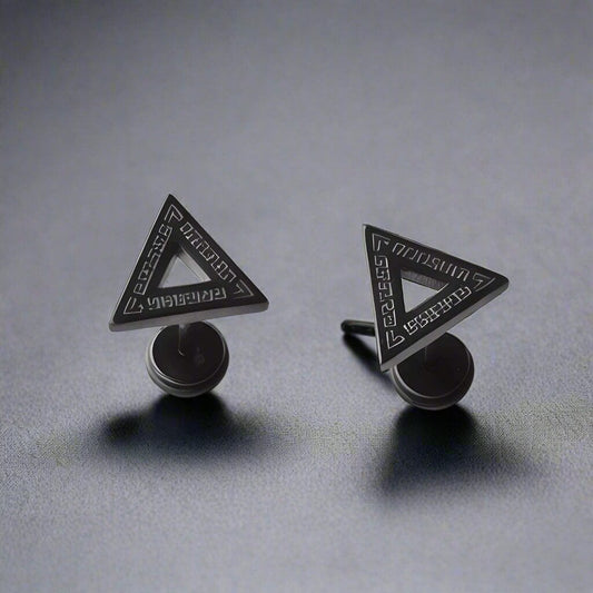 TRINITY TWIST BLACK - Pure Titanium Steel Piercing Ear Earrings for Men & Boys (2 Pcs) - THE MEN THING