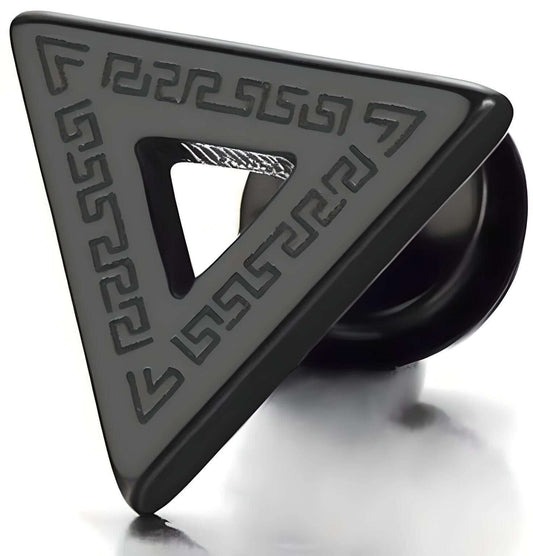 TRINITY TWIST BLACK - Pure Titanium Steel Piercing Ear Earrings for Men & Boys (2 Pcs) - THE MEN THING