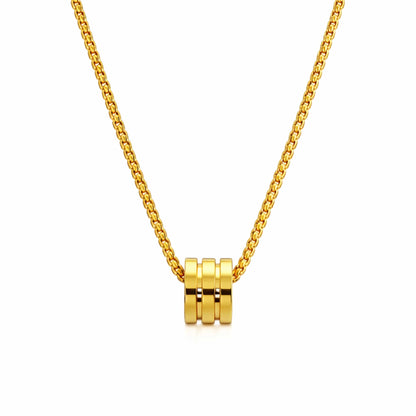 TRIPLE BARREL - GOLDEN - 9mm Pure Titanium Steel Pendant with 23inch Round Box 4mm Chain for Men & Boys — SS Pendant/ Necklace for Men | THE MEN THING