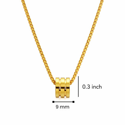 TRIPLE BARREL - GOLDEN - 9mm Pure Titanium Steel Pendant with 23inch Round Box 4mm Chain for Men & Boys — SS Pendant/ Necklace for Men | THE MEN THING