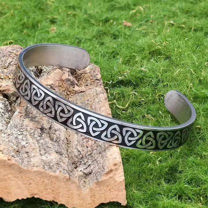 TRIQUETRA ARC - Pure Stainless Steel Open Bangle Bracelet (Adjustable) for Men & Boys - THE MEN THING