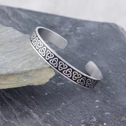 TRIQUETRA ARC - Pure Stainless Steel Open Bangle Bracelet (Adjustable) for Men & Boys - THE MEN THING