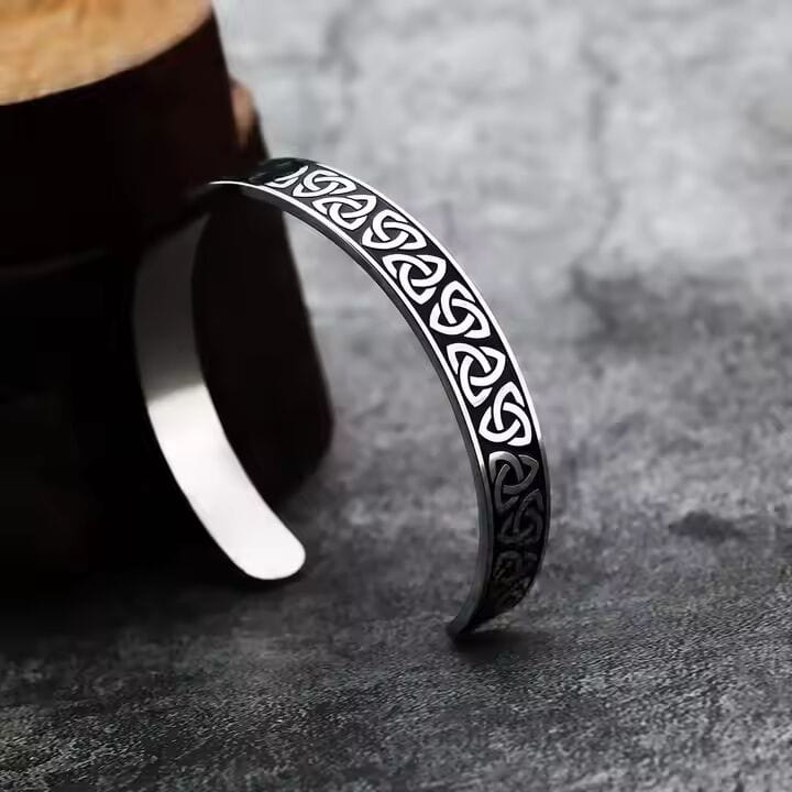 TRIQUETRA ARC - Pure Stainless Steel Open Bangle Bracelet (Adjustable) for Men & Boys - THE MEN THING