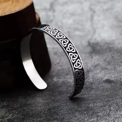 TRIQUETRA ARC - Pure Stainless Steel Open Bangle Bracelet (Adjustable) for Men & Boys - THE MEN THING