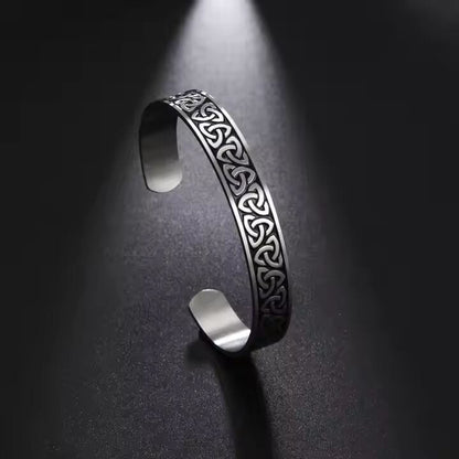 TRIQUETRA ARC - Pure Stainless Steel Open Bangle Bracelet (Adjustable) for Men & Boys - THE MEN THING