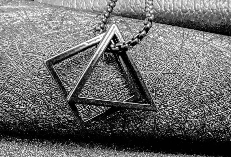 TRISQUARE BLACK - Alloy Pendant with Pure Stainless Steel 24inch Round Box Chain , Milan trending Style for Men & Boy - THE MEN THING