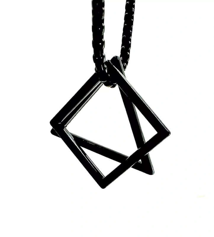 TRISQUARE BLACK - Alloy Pendant with Pure Stainless Steel 24inch Round Box Chain , Milan trending Style for Men & Boy - THE MEN THING