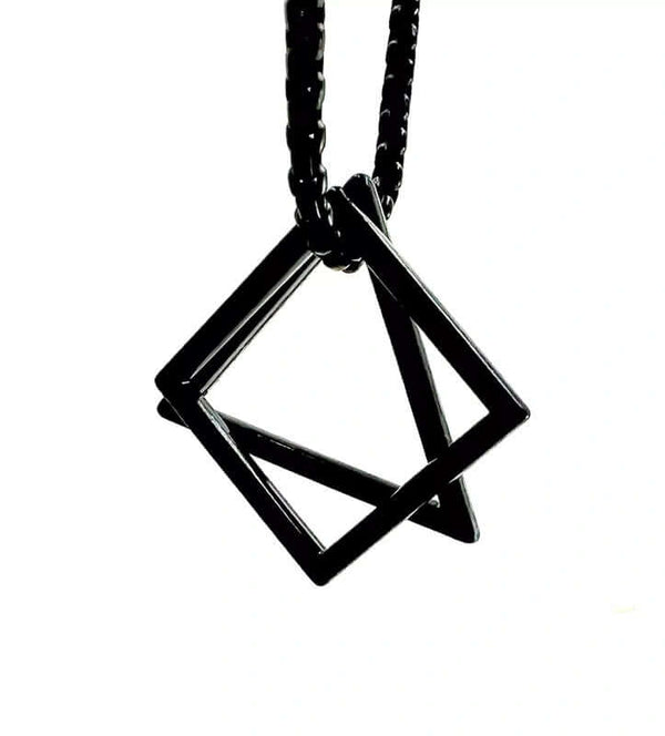 TRISQUARE BLACK - Alloy Pendant with Pure Stainless Steel 24inch Round Box Chain , Milan trending Style for Men & Boy