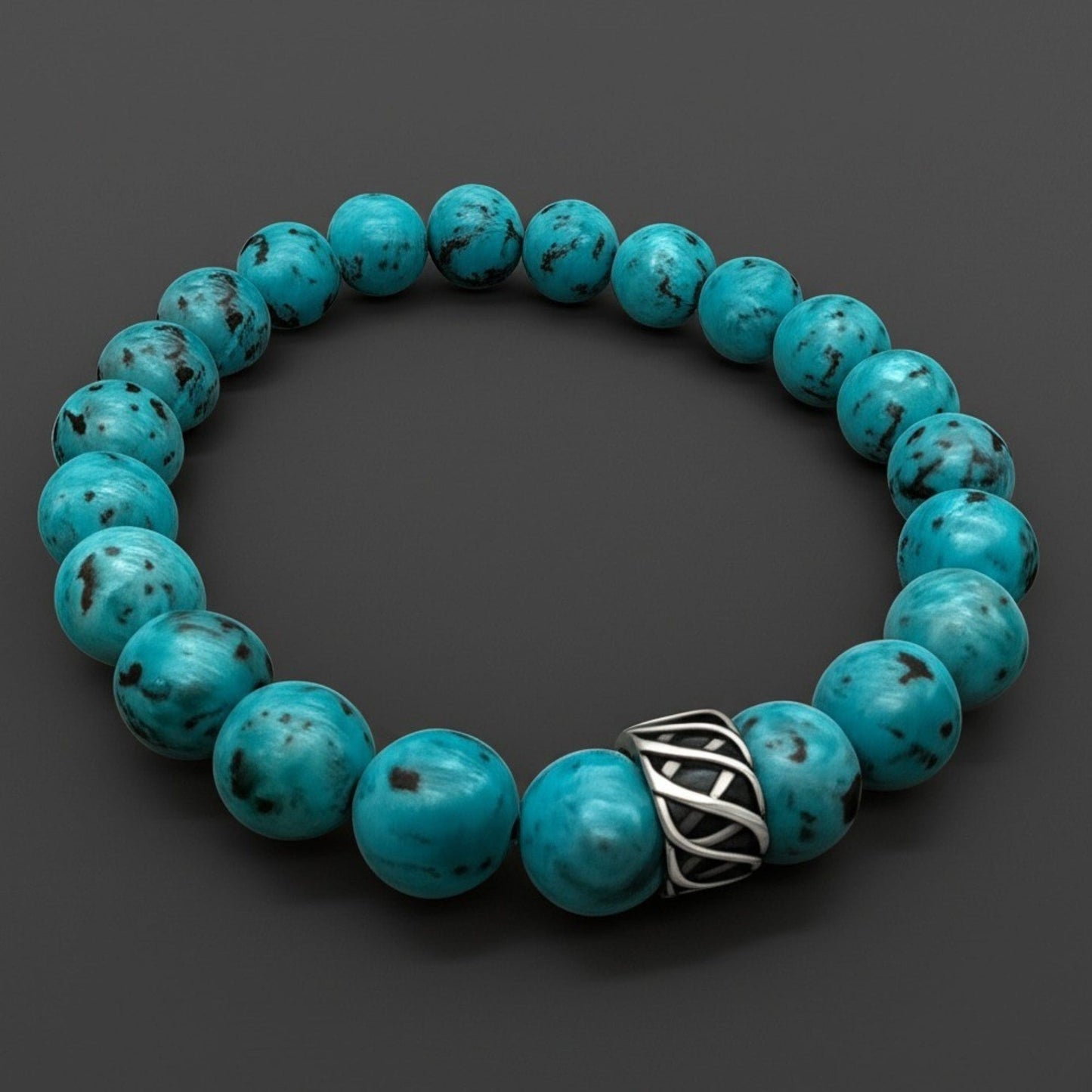 TURQUOISE AQUA - 10mm Beads Bracelet with Natural Stone - Adjustable Bracelet - THE MEN THING