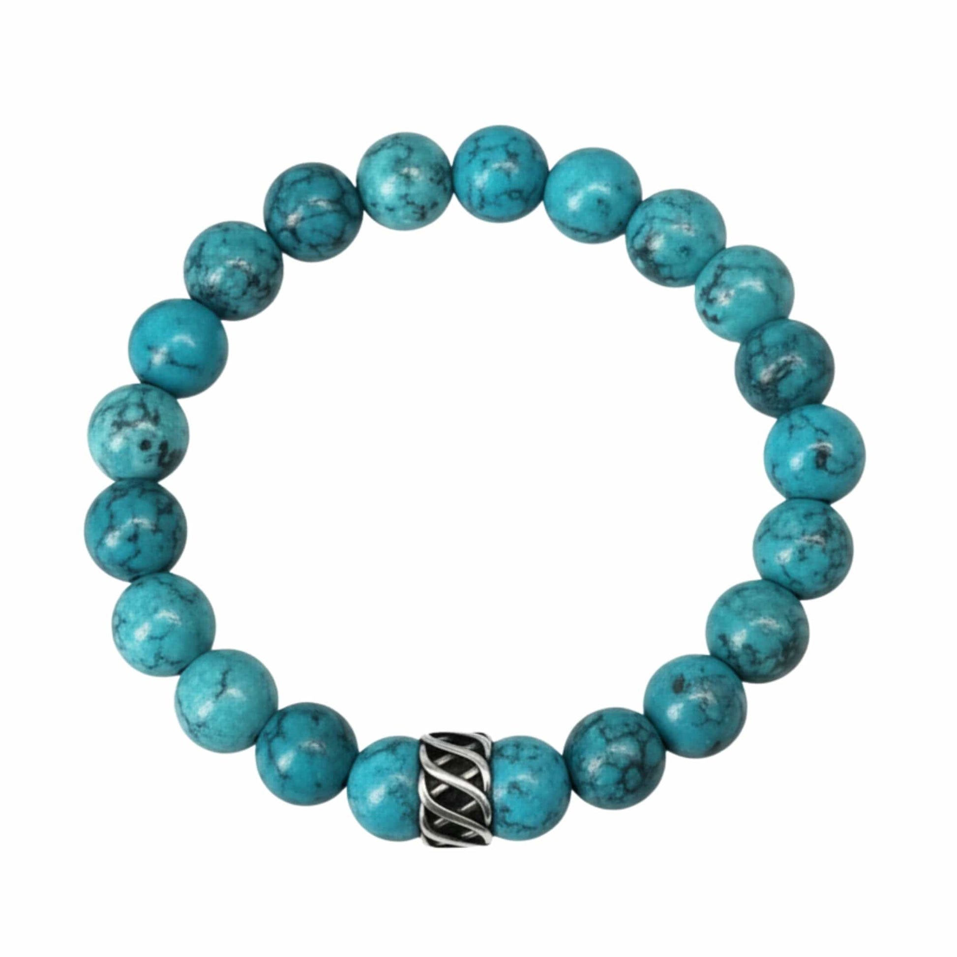 TURQUOISE AQUA - 10mm Beads Bracelet with Natural Stone - Adjustable Bracelet - THE MEN THING