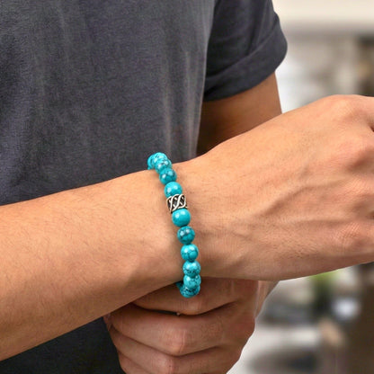 TURQUOISE AQUA - 10mm Beads Bracelet with Natural Stone - Adjustable Bracelet - THE MEN THING