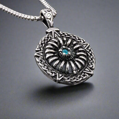 TURQUOISE JAW - Pure Titanium Steel Pendant with 24inch Round Box Chain for Men & Boys - THE MEN THING