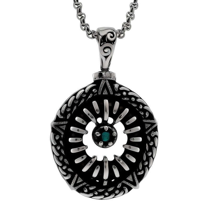 TURQUOISE JAW - Pure Titanium Steel Pendant with 24inch Round Box Chain for Men & Boys - THE MEN THING