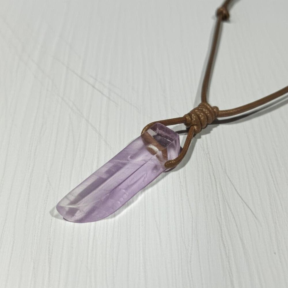 TWILIGHT AMETHYST - Natural Crystal Unshaped Pendant with Adjustable Rope Chain for Men and Boys - THE MEN THING