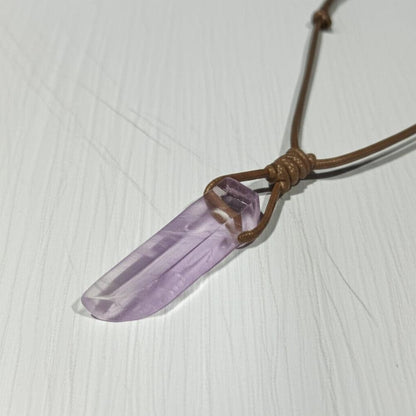 TWILIGHT AMETHYST - Natural Crystal Unshaped Pendant with Adjustable Rope Chain for Men and Boys - THE MEN THING