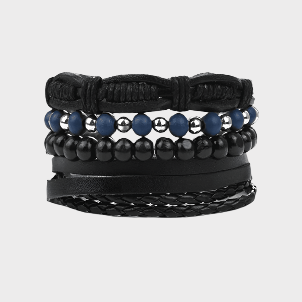 TWILIGHT FORGE - 4 Pcs Genuine Braided Leather Bracelet Set for Men & Boys (8 inch) - THE MEN THING