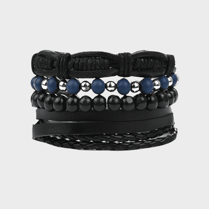 TWILIGHT FORGE - 4 Pcs Genuine Braided Leather Bracelet Set for Men & Boys (8 inch) - THE MEN THING