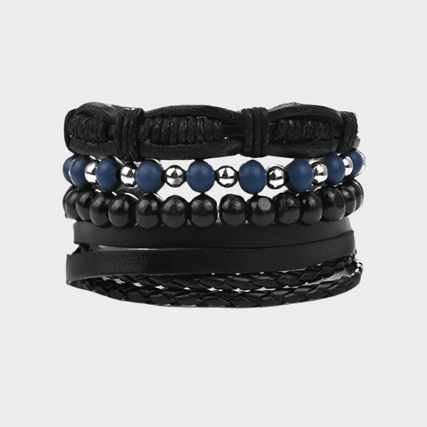 TWILIGHT FORGE - 4 Pcs Genuine Braided Leather Bracelet Set for Men & Boys (8 inch)