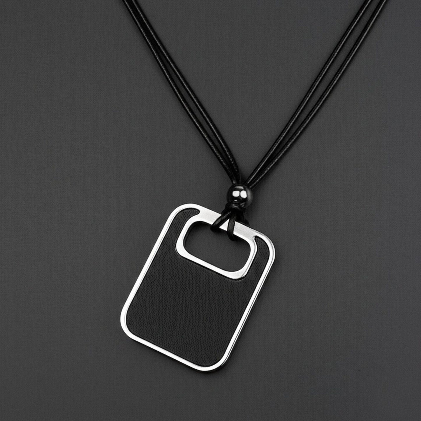 TWIN EMBER - Titanium Steel Pendant with Adjustable Rope Chain for Men & Boys - THE MEN THING