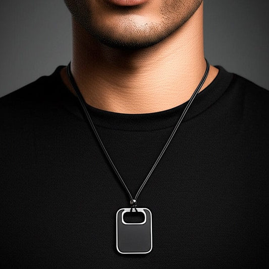 TWIN EMBER - Titanium Steel Pendant with Adjustable Rope Chain for Men & Boys — Leather Necklace for Men | THE MEN THING