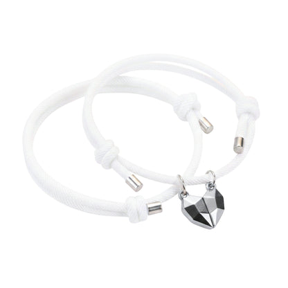 TWIN HEART LINK - Bracelet with Heart Charm for Men and Women Adjustable Couples Rope Bracelet - THE MEN THING