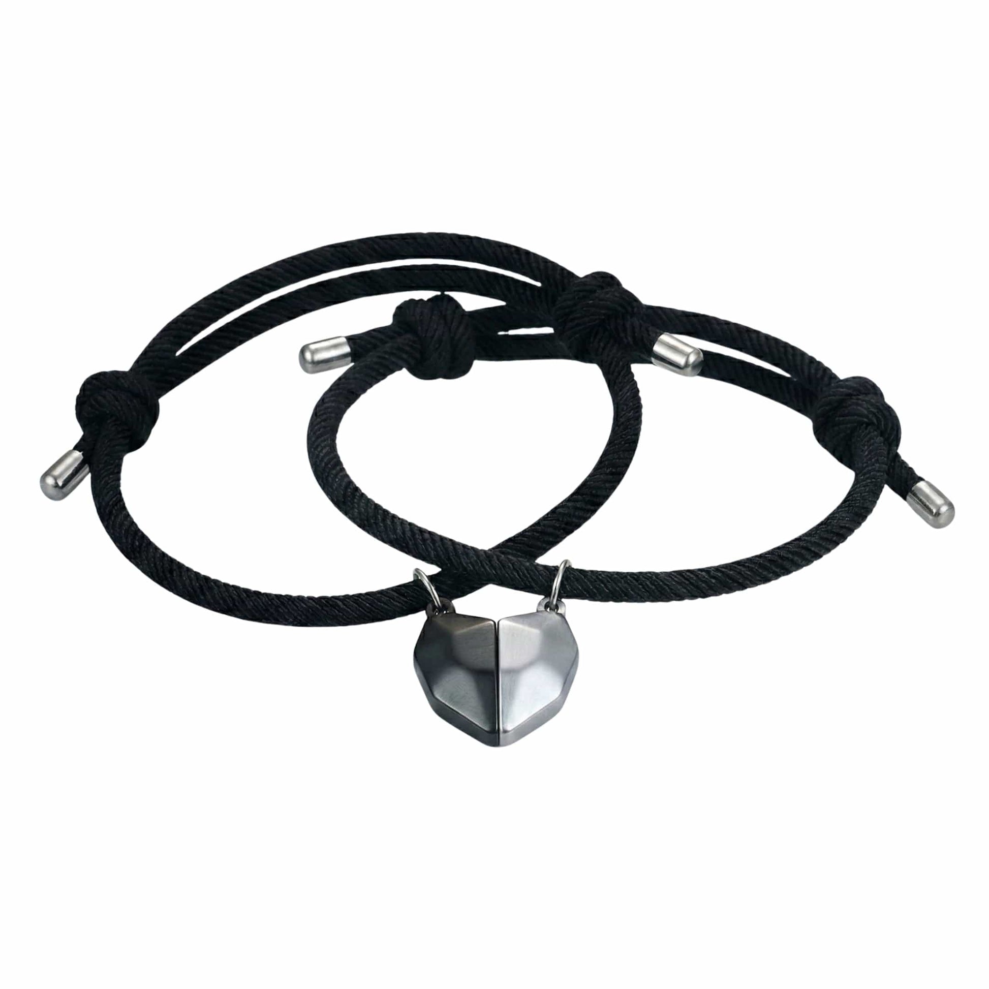 TWIN HEART LINK - Bracelet with Heart Charm for Men and Women Adjustable Couples Rope Bracelet — Leather Bracelet for Men | THE MEN THING