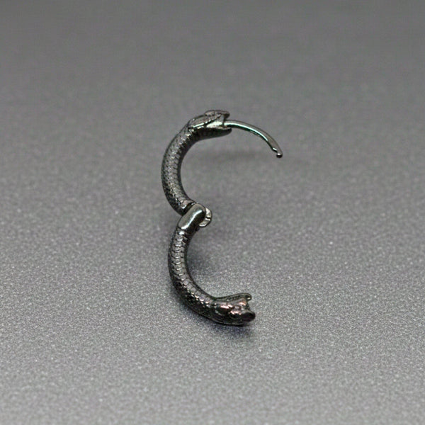 TWIN SERPENT - 4mm Pure Titanium Steel Hoop Earrings for Men & Boys (2pcs)