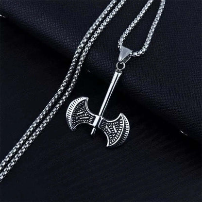 TWIN SHARP AXE -  Alloy Pendant with Stainless Steel 24inch Round Box Chain, American trending Style for Men & Boy - THE MEN THING