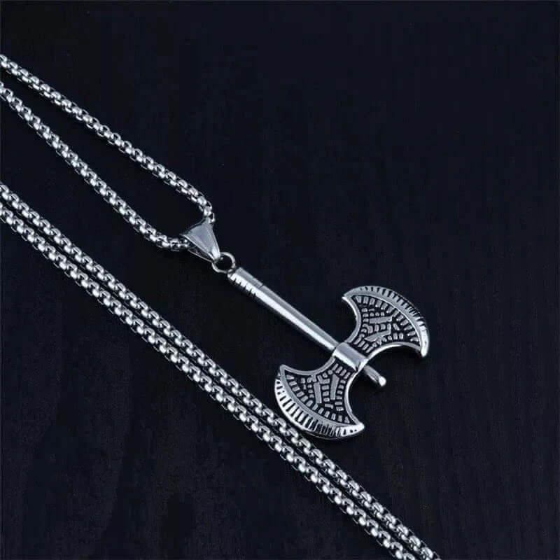TWIN SHARP AXE -  Alloy Pendant with Stainless Steel 24inch Round Box Chain, American trending Style for Men & Boy - THE MEN THING