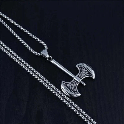 TWIN SHARP AXE -  Alloy Pendant with Stainless Steel 24inch Round Box Chain, American trending Style for Men & Boy - THE MEN THING