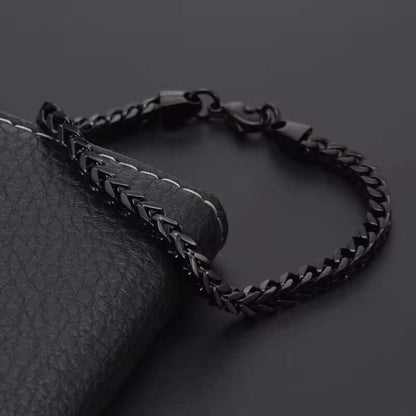 TWIN TOUGH - 5mm Titanium Steel Black Bracelet for Men & Boys (8 inch) - THE MEN THING