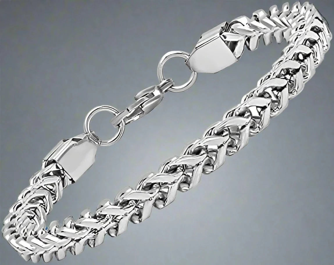 TWIN TOUGH - Pure Stainless Steel Italian trending Style, double-layer thick Bracelet 7 inch with Lobster Claw Buckle for Men & Boy (5mm) - THE MEN THING