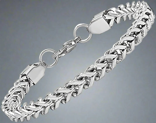 TWIN TOUGH - Pure Stainless Steel Italian trending Style, double-layer thick Bracelet 7 inch with Lobster Claw Buckle for Men & Boy (5mm) - THE MEN THING