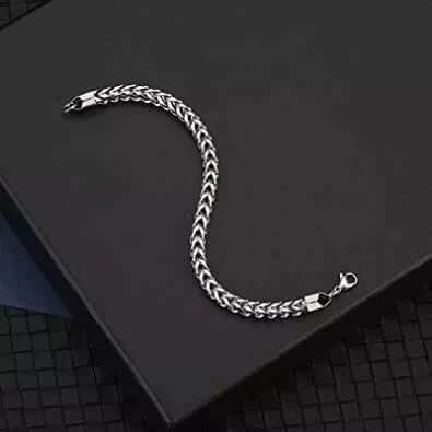 TWIN TOUGH - Pure Stainless Steel Italian trending Style, double-layer thick Bracelet 7 inch with Lobster Claw Buckle for Men & Boy (5mm) - THE MEN THING