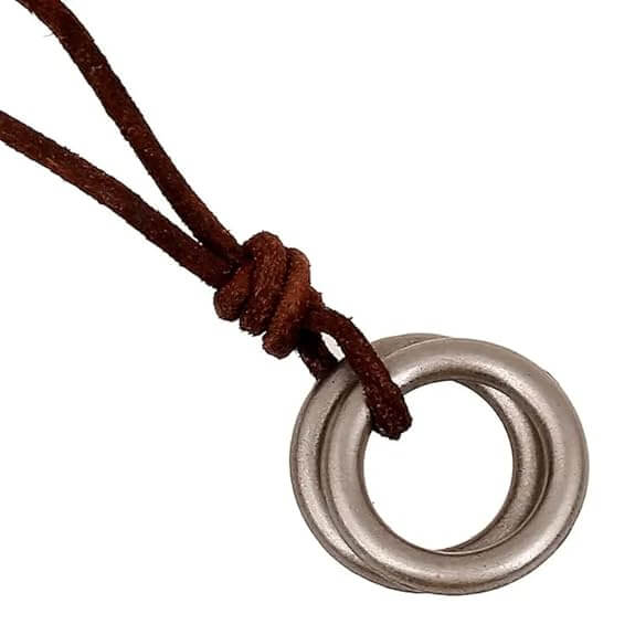 TWIN WHEEL BROWN - Vintage Alloy Double Circle Pendant with Necklace Cord for Men & Boys - THE MEN THING