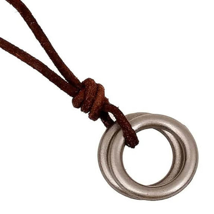TWIN WHEEL BROWN - Vintage Alloy Double Circle Pendant with Necklace Cord for Men & Boys - THE MEN THING