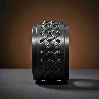 TWIST ARMOR - 45mm Black Genuine Leather Adjustable Bracelet for Men & Boys (7-7.8-8.4 inch) - THE MEN THING