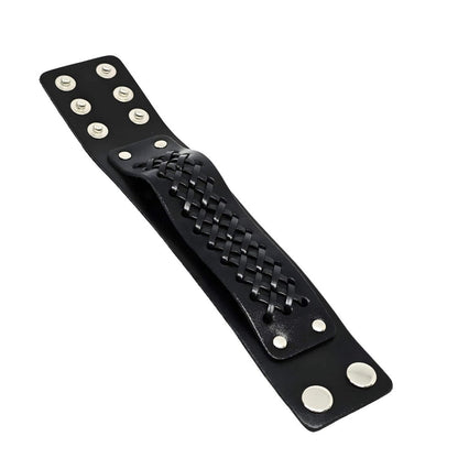 TWIST ARMOR - 45mm Black Genuine Leather Adjustable Bracelet for Men & Boys (7-7.8-8.4 inch) - THE MEN THING