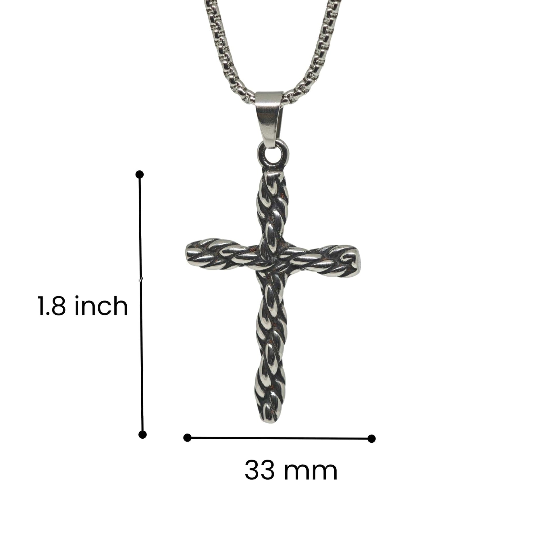 TWIST CROSS - 33mm Titanium Steel Pendant with 24inch Round Box 5mm Chain for Men & Boys - THE MEN THING